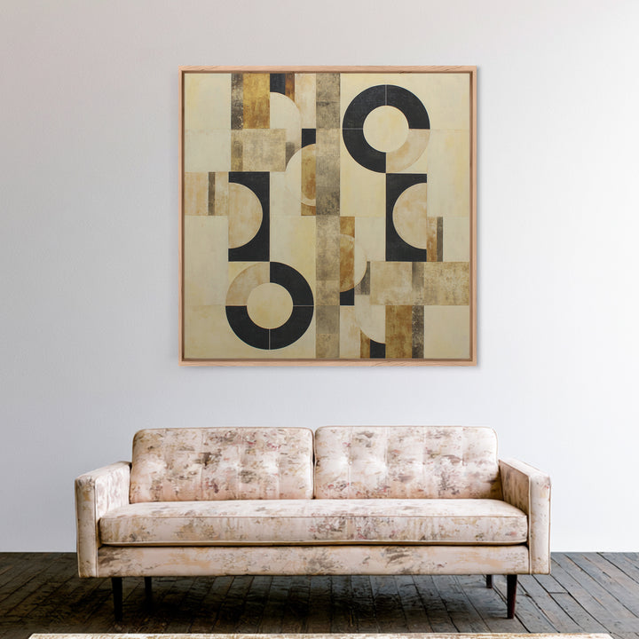 Single Black Circle on Warm Ivory Ground Canvas Print, Minimalist Art, Room Decor, Living Room Decor, Fine Art, Minimal, MIN-1x1-49