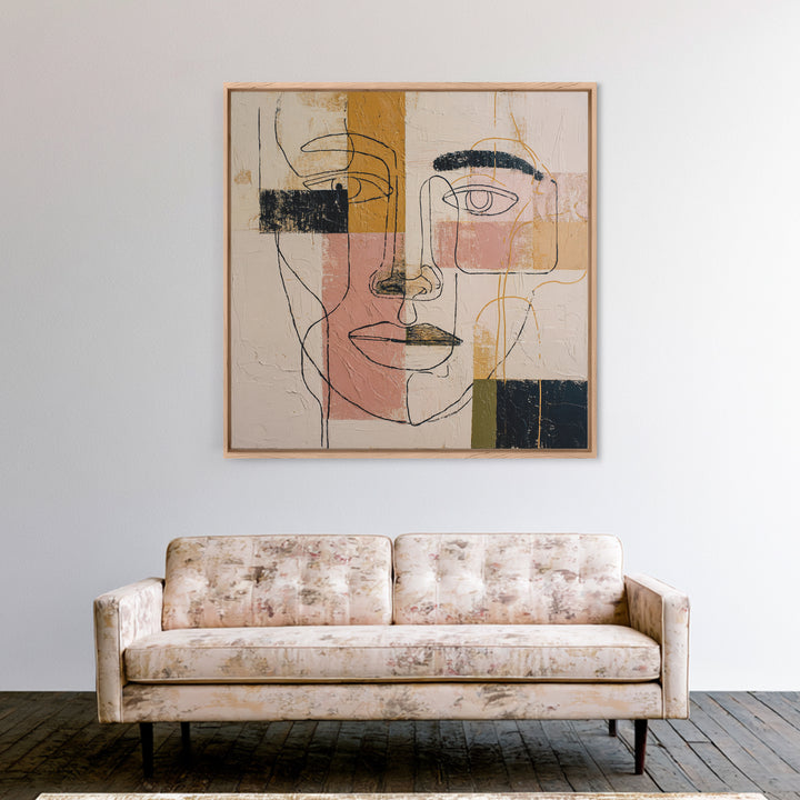 Single Continuous Line Female Face Canvas Print, Minimalist Art, Fine Art Print, Living Room Decor, Oil Painting, Minimal, MIN-1x1-5