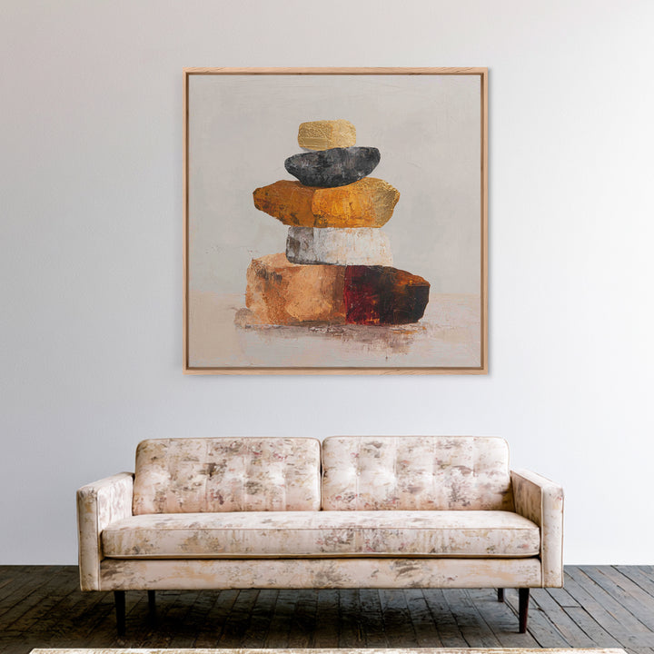 Quiet Stone Stack Canvas Print, Minimalist Art, Gallery Decor, Living Room Decor, Fine Art, Minimal, Wall Art, Home Decor, MIN-1x1-59