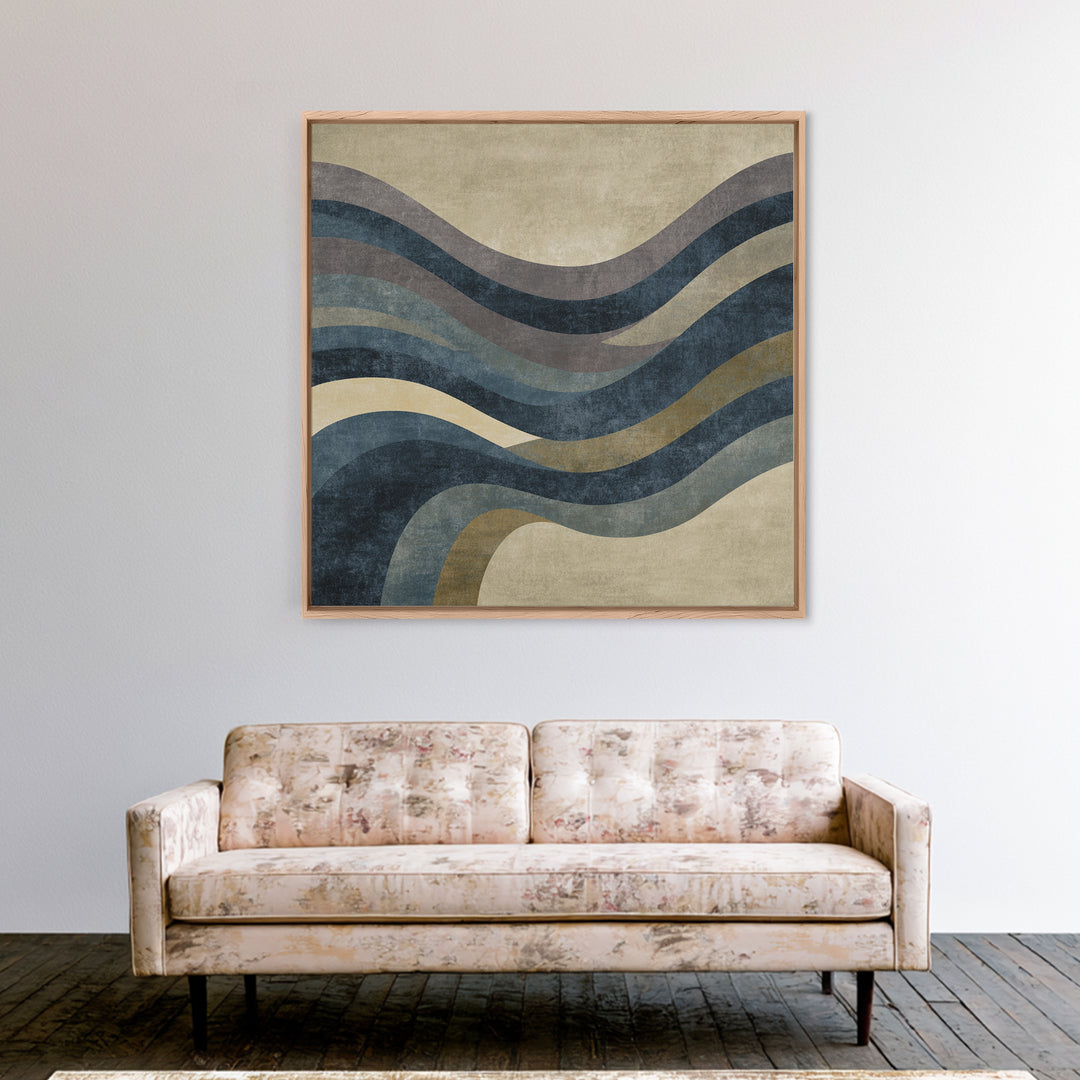 Minimal Abstract Wave Line Framed Canvas Print, Minimalist Art, Boho Decor, Living Room Decor, Minimal, Digital Prints, MIN-1x1-61