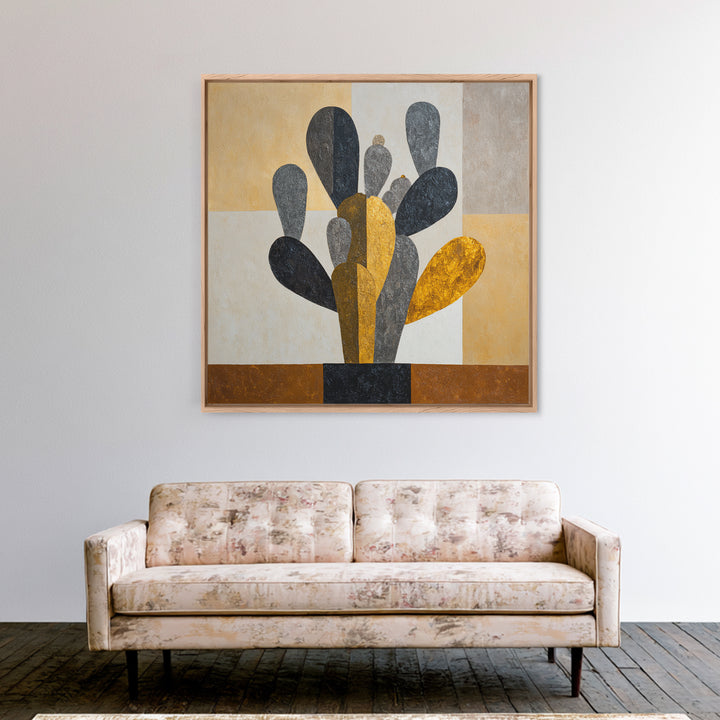 Black and White Cactus Silhouette Framed Canvas Print, Minimalist Art, Boho Wall Art, Living Room Decor, Fine Art, Minimal, MIN-1x1-68