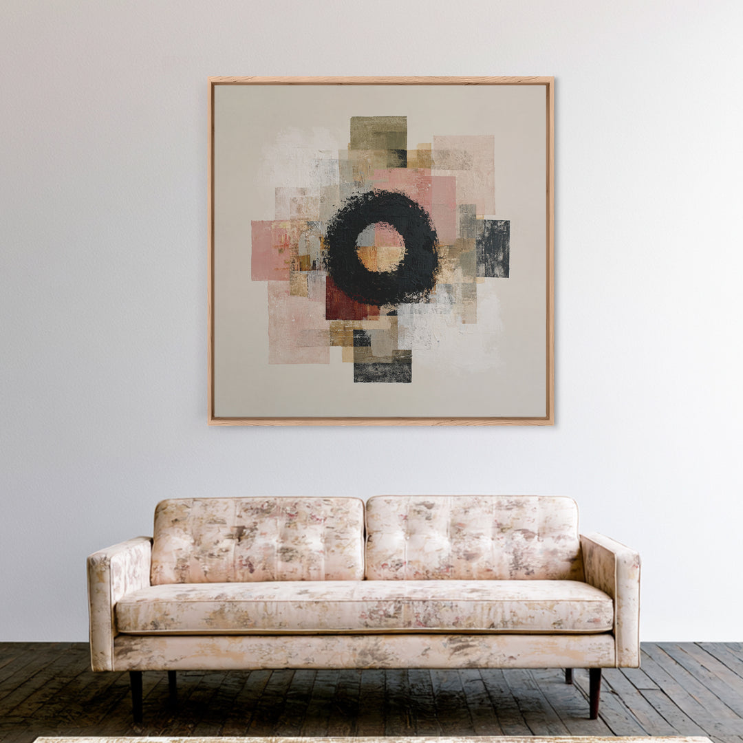Single Brushstroke Circle Framed Canvas Print, Minimalist Art, Abstract Painting, Living Room Decor, Fine Art, Minimal, MIN-1x1-70