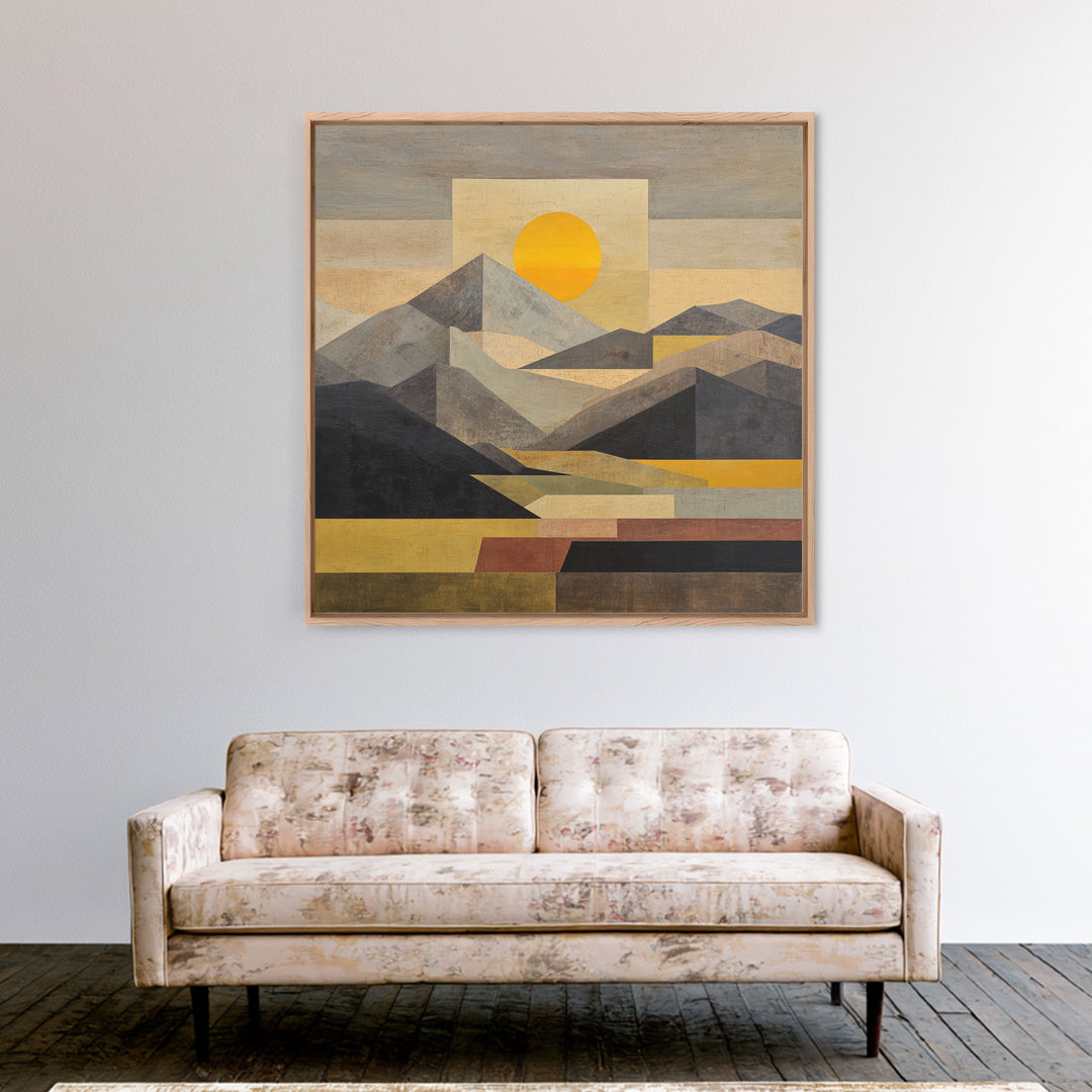 Thin Line Mountain Framed Canvas Print, Minimalist Art, Fine Art Print, Living Room Decor, Fine Art, Minimal, Wall Decor, MIN-1x1-74