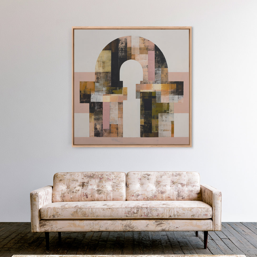 Monochrome Arch and Shadow Composition Framed Canvas Print, Minimalist Art, Art Print, Living Room Decor, Fine Art, Minimal, MIN-1x1-8