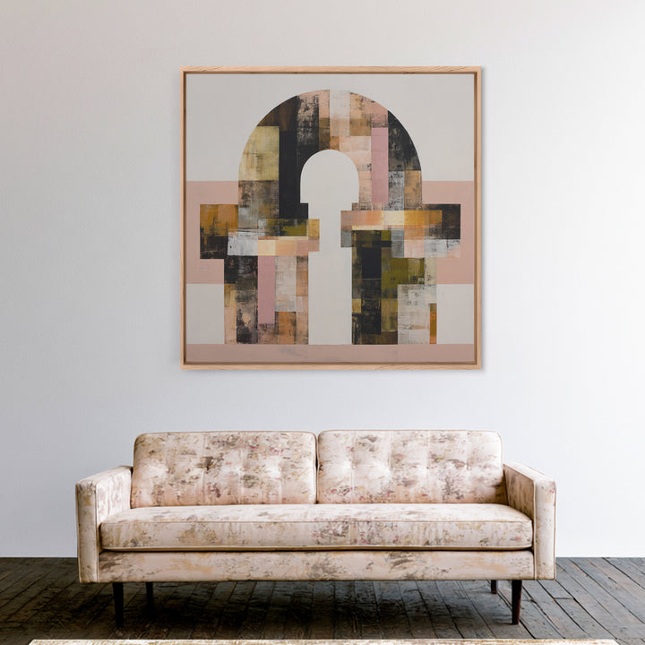 Monochrome Arch and Shadow Composition Framed Canvas Print, Minimalist Art, Art Print, Living Room Decor, Fine Art, Minimal, MIN-1x1-8