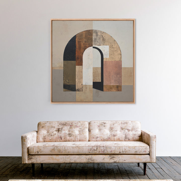 Monochrome Arch and Shadow Composition Framed Canvas Print, Minimalist Art, Fine Art Print, Living Room Decor, Minimal, MIN-1x1-80