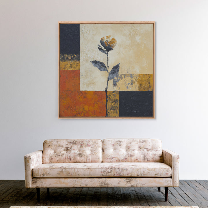 Single Flower Stem Framed Canvas Print, Minimalist Art, Modern Wall Art, Living Room Decor, Fine Art, Minimal, MIN-1x1-84
