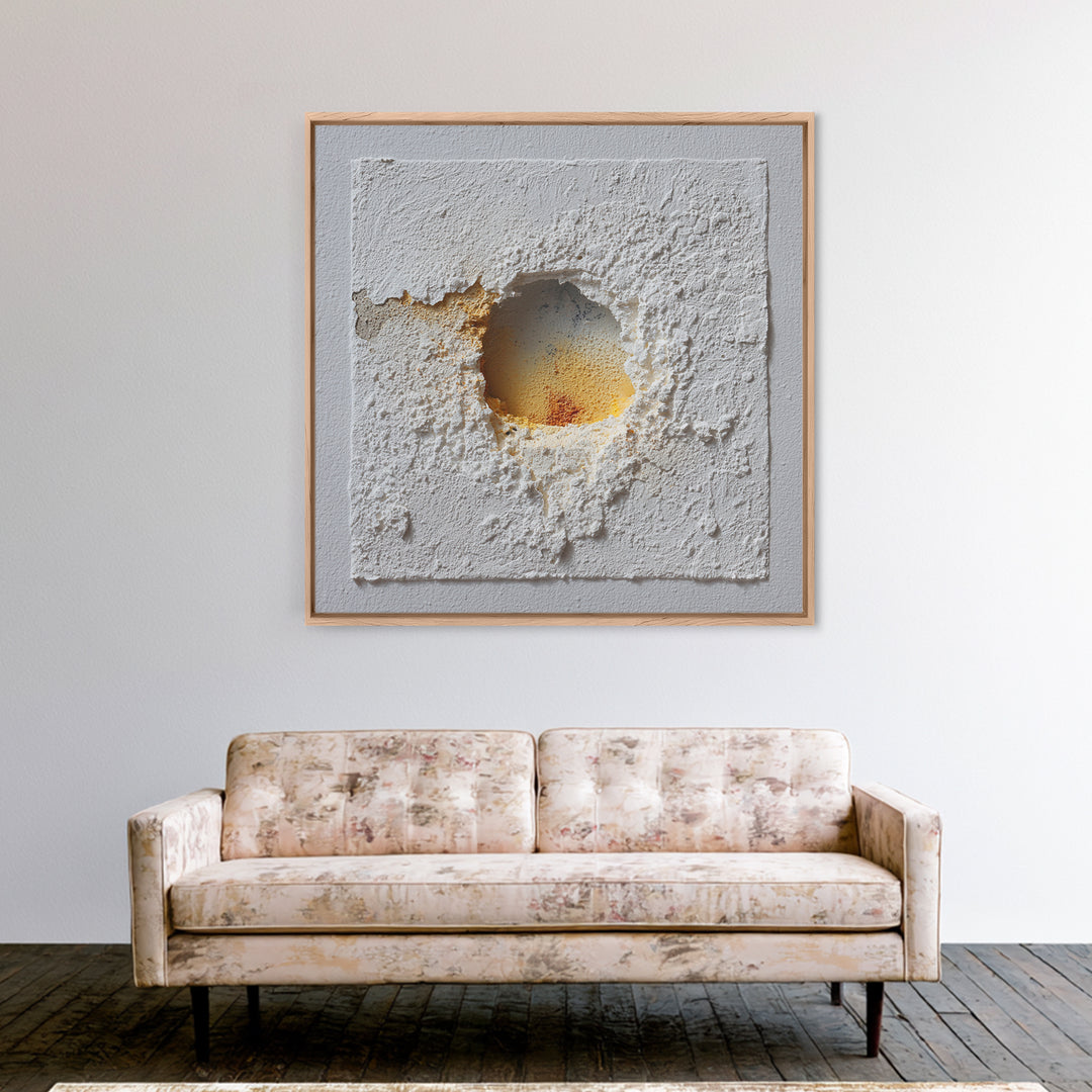 White on White Plaster Texture Study Framed Canvas Print, Minimalist Art, Minimalist Decor, Living Room Decor, Minimal, MIN-1x1-88