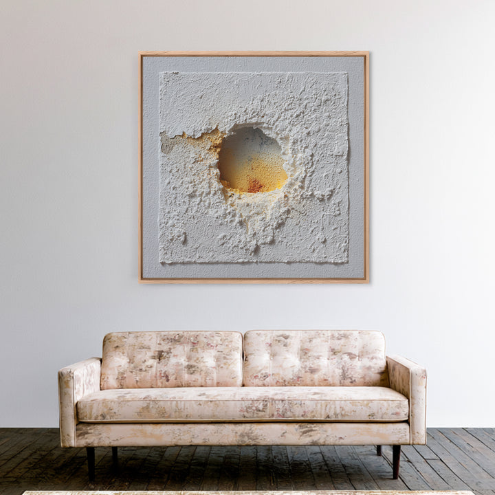 White on White Plaster Texture Study Framed Canvas Print, Minimalist Art, Minimalist Decor, Living Room Decor, Minimal, MIN-1x1-88