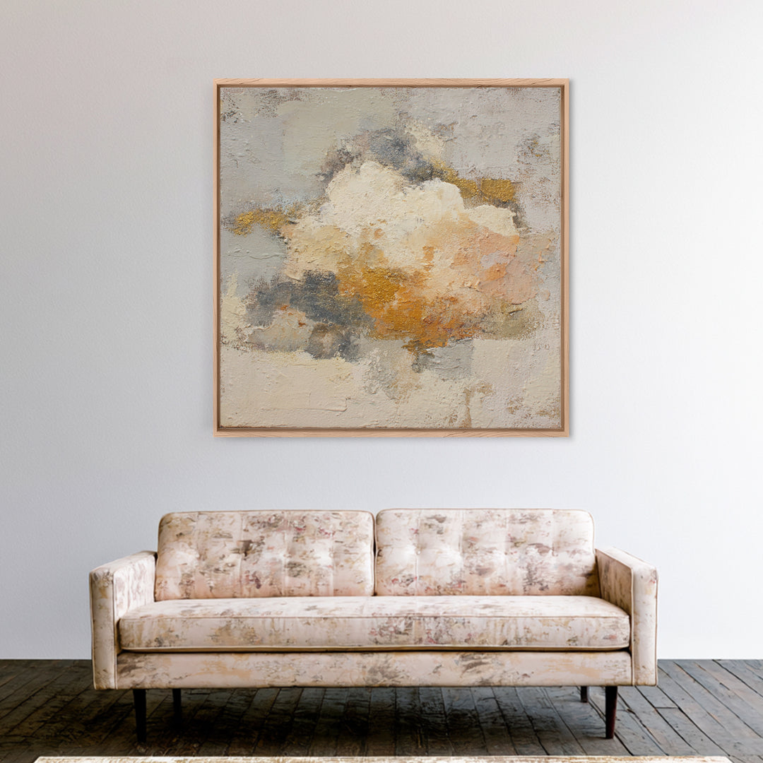 Small Cloud Study Framed Canvas Print, Minimalist Art, Wall Art, Living Room Decor, Oil Painting, Minimal, Large Wall Art, MIN-1x1-93