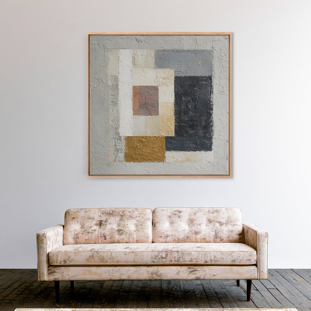 Calm Rectangle Composition Framed Canvas Print, Minimalist Art, Digital Prints, Living Room Decor, Fine Art, Minimal, MIN-1x1-96