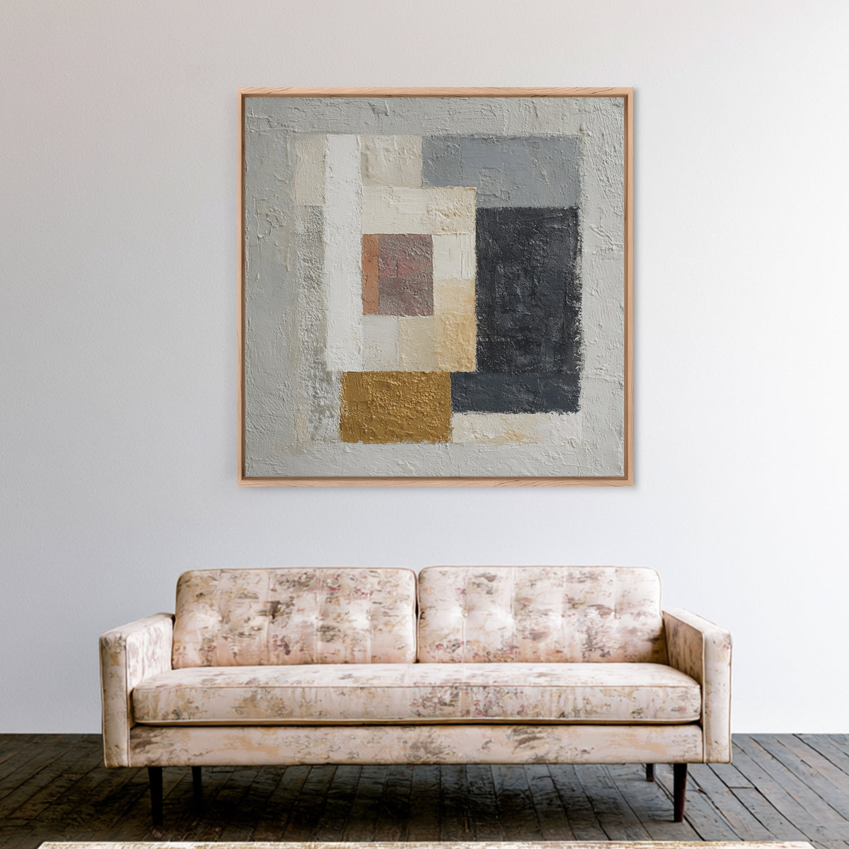 Calm Rectangle Composition Framed Canvas Print, Minimalist Art, Digital Prints, Living Room Decor, Fine Art, Minimal, MIN-1x1-96