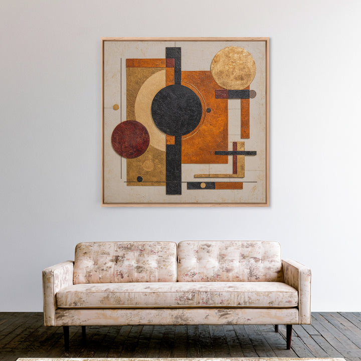 Single Black Circle on Warm Ivory Ground Canvas Print, Minimalist Art, Art Prints, Living Room Decor, Oil Painting, Minimal, MIN-1x1-97