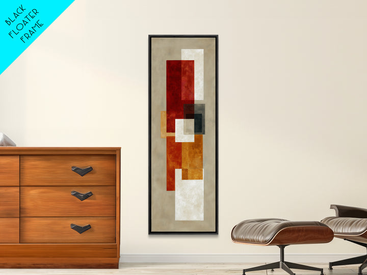 One Red Square Balanced Framed Canvas Print, Minimalist Art, Modern Decor, Living Room Decor, Fine Art, Minimal, Poster, MIN-1x3-70