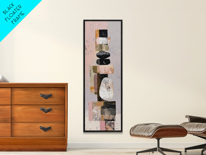 Quiet Stone Stack Framed Canvas Print, Minimalist Art, Gallery Decor, Living Room Decor, Fine Art, Minimal, Wall Art, MIN-1x3-71