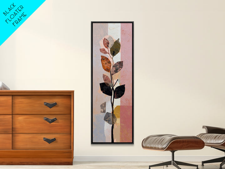 Minimal Branch Silhouette Framed Canvas Print, Minimalist Art, Statement Artwork, Living Room Decor, Fine Art, Minimal, MIN-1x3-87