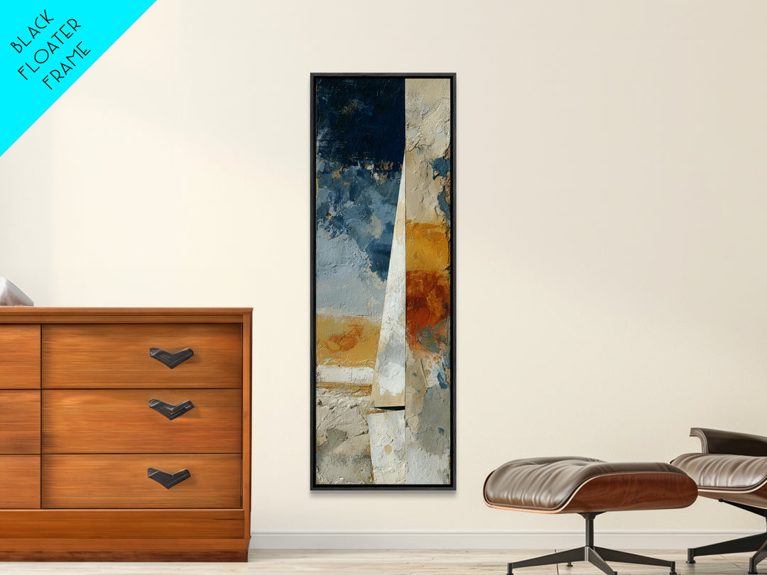 Tiny Sailboat under Open Sky Canvas Print, Minimalist Art, Textured Painting, Living Room Decor, Fine Art, Minimal, MIN-1x3-98