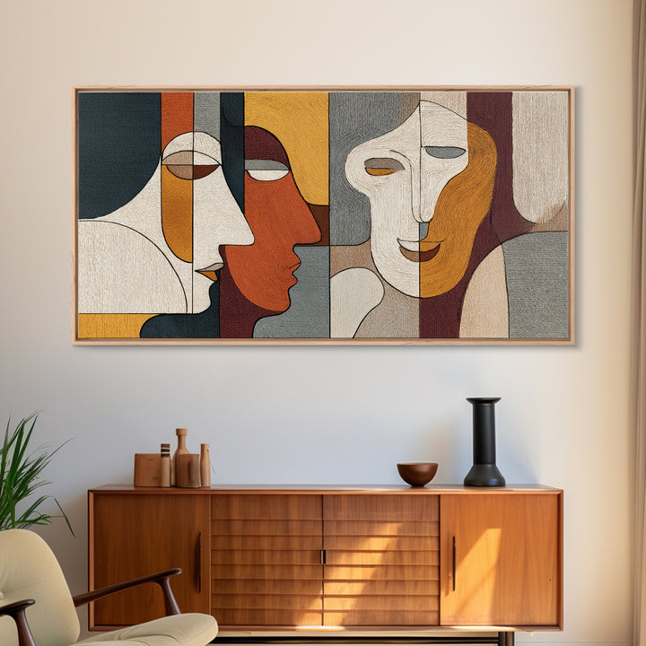 Single Continuous Line Female Face Framed Canvas Print, Minimalist Art, Art Print, Living Room Decor, Fine Art, Minimal, MIN-2x1-1