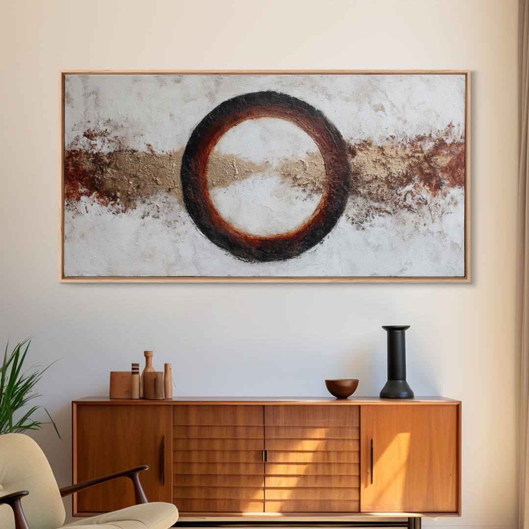 Single Brushstroke Circle Framed Canvas Print, Minimalist Art, Room Decor, Living Room Decor, Fine Art, Minimal, Art Print, MIN-2x1-18