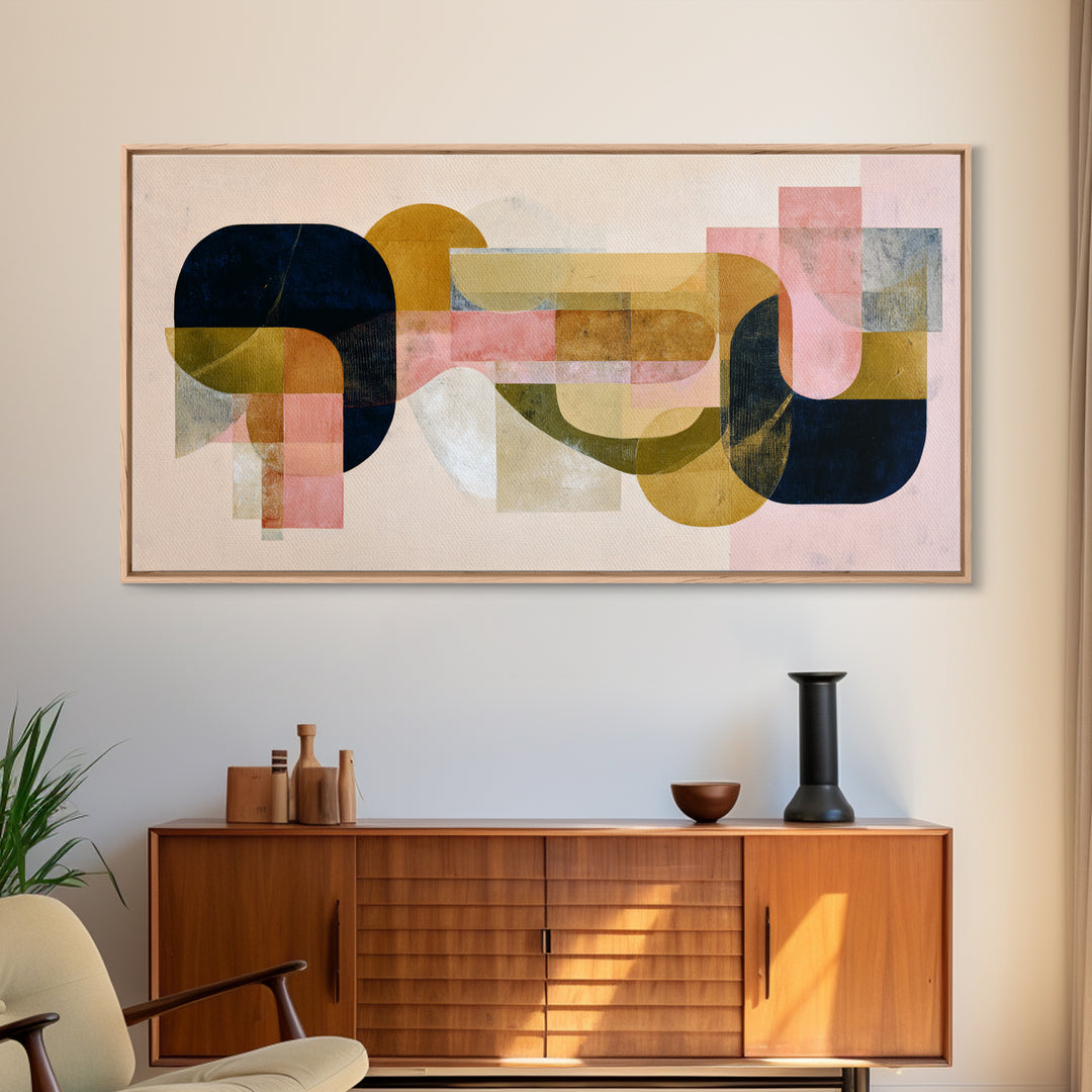 Minimal Abstract Wave Line Framed Canvas Print, Minimalist Art, Wall Decor, Living Room Decor, Abstract Art, Minimal, MIN-2x1-33