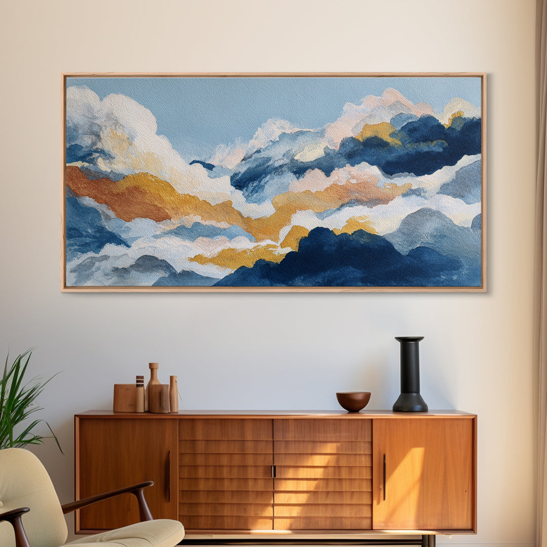 Small Cloud Study Canvas Print, Minimalist Art, Digital Prints, Living Room Decor, Minimal, Printable Art, Abstract Wall Art, MIN-2x1-41