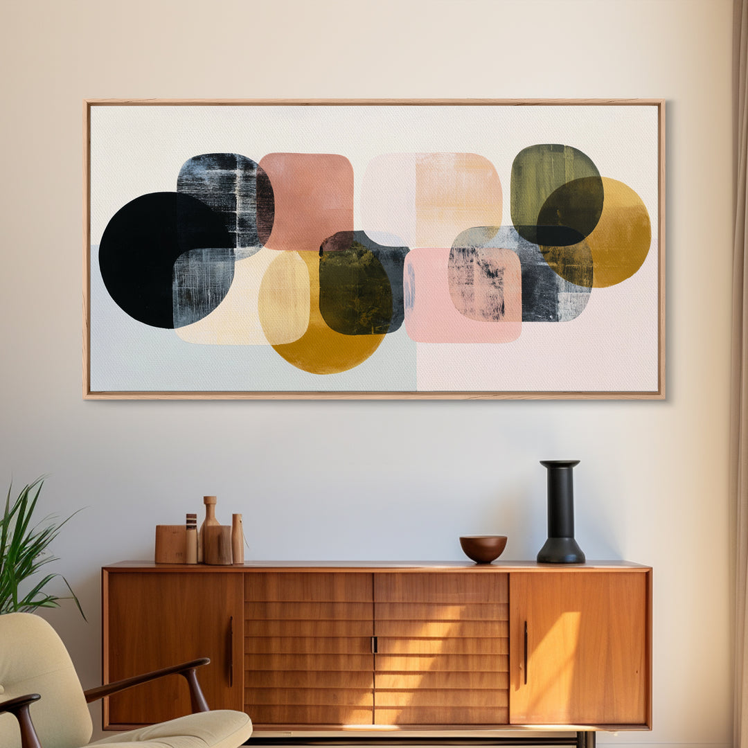 Single Brushstroke Circle Framed Canvas Print, Minimalist Art, Room Decor, Living Room Decor, Fine Art, Minimal, Art Print, MIN-2x1-42