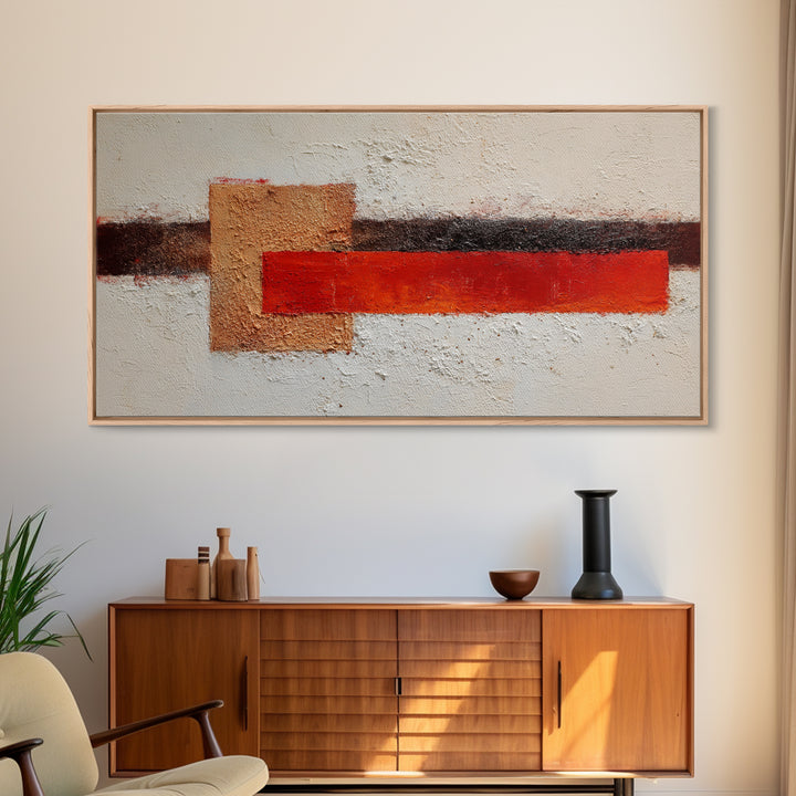 One Red Square Balanced Framed Canvas Print, Minimalist Art, Minimalist Decor, Living Room Decor, Minimal, Digital Wall Art, MIN-2x1-6