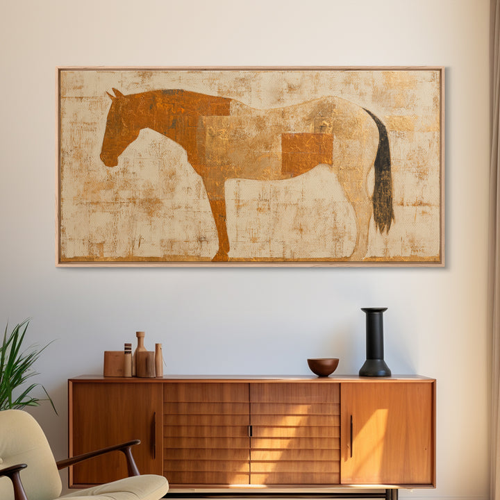 Minimal Horse Contour Canvas Print, Minimalist Art, Wall Art, Living Room Decor, Oil Painting, Minimal, Large Wall Art, MIN-2x1-62