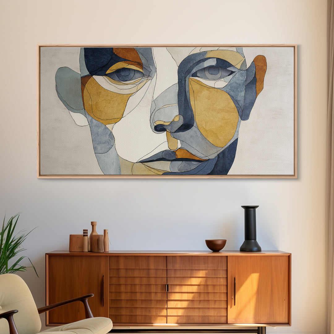 Single Continuous Line Female Face Canvas Print, Minimalist Art, Movie Poster, Living Room Decor, Minimal, Modern Wall Art, MIN-2x1-73