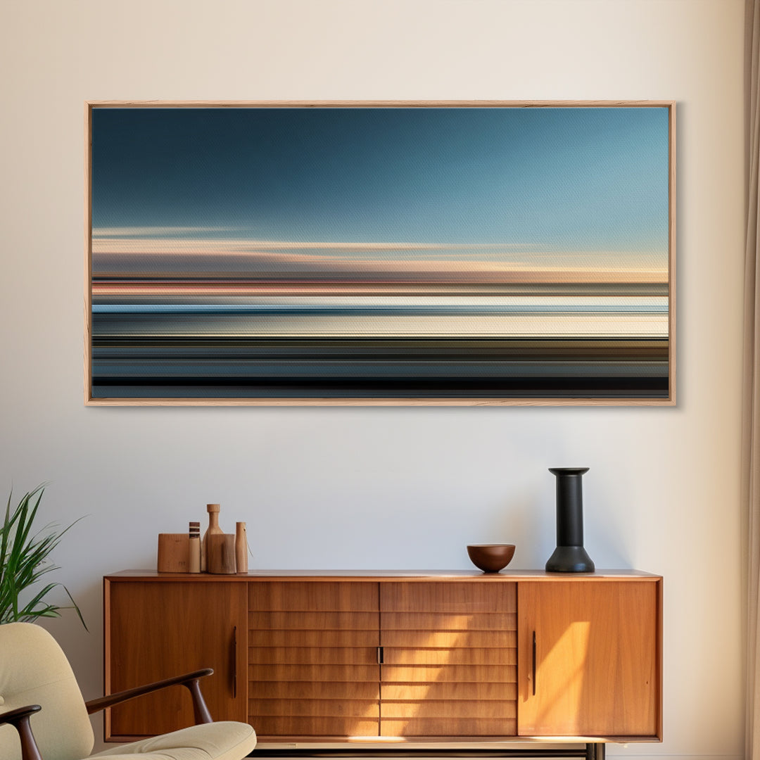 Simple Blue Horizon Canvas Print, Minimalist Art, Printable Wall Art, Living Room Decor, Fine Art, Minimal, Abstract Wall Art, MIN-2x1-74
