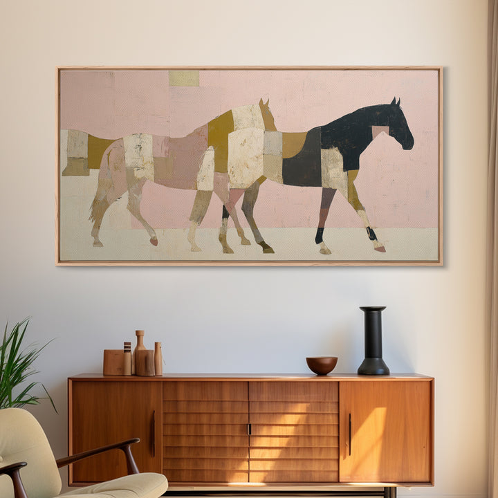 Minimal Horse Contour Framed Canvas Print, Minimalist Art, Digital Prints, Living Room Decor, Fine Art, Minimal, Printable Art, MIN-2x1-86