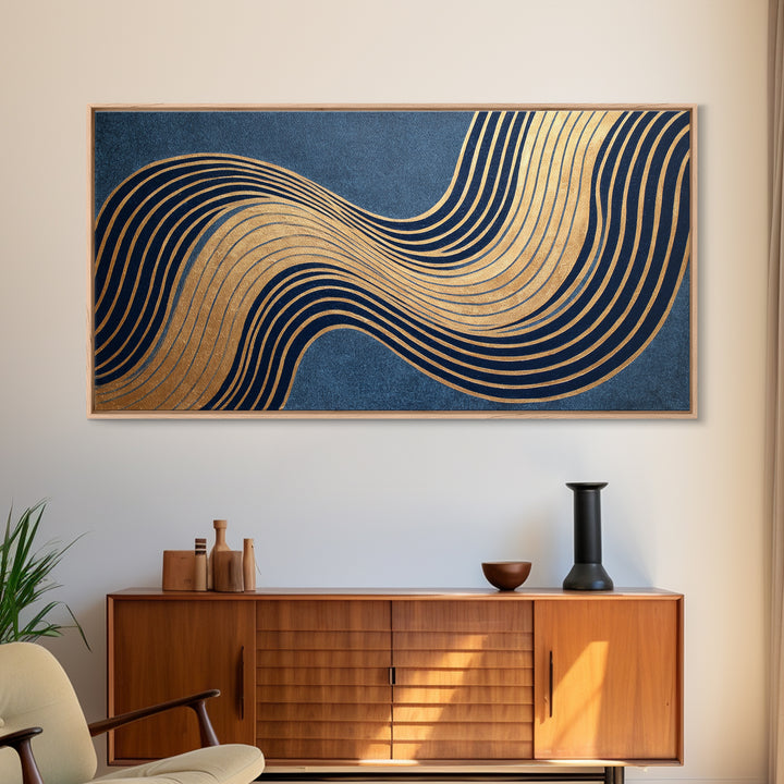 Minimal Abstract Wave Line Framed Canvas Print, Minimalist Art, Wall Decor, Living Room Decor, Abstract Art, Minimal, MIN-2x1-9