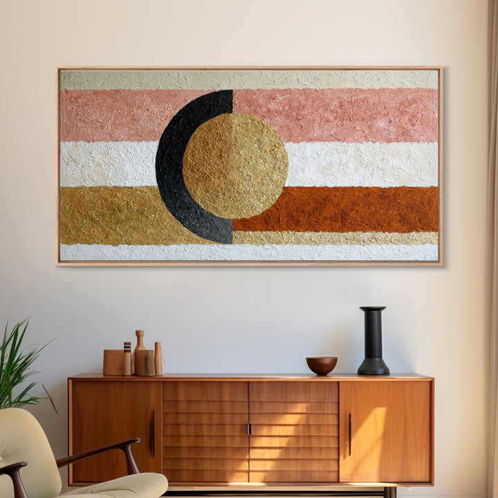 Single Brushstroke Circle Framed Canvas Print, Minimalist Art, Living Room Decor, Oil Painting, Minimal, Printable Art, MIN-2x1-90