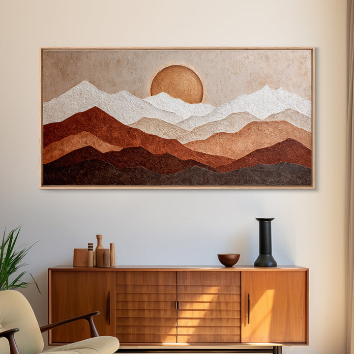 Thin Line Mountain Canvas Print, Minimalist Art, Art Print, Living Room Decor, Oil Painting, Minimal, Abstract Wall Art, MIN-2x1-94