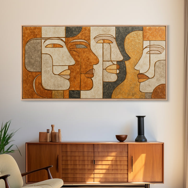 Single Continuous Line Female Face Framed Canvas Print, Minimalist Art, Printable Art, Living Room Decor, Oil Painting, Minimal, MIN-2x1-97