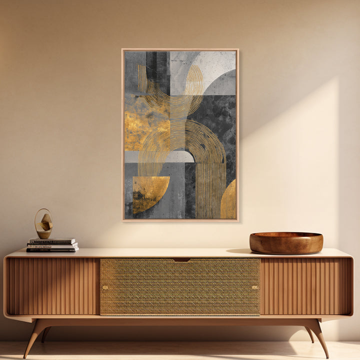 Single Gold Line Curve on Charcoal Framed Canvas Print, Minimalist Art, Art Print, Living Room Decor, Fine Art, Minimal, MIN-2x3-1