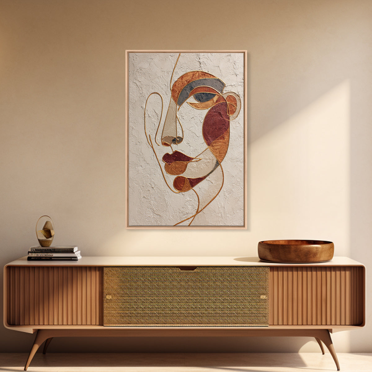 Single Continuous Line Female Face Framed Canvas Print, Minimalist Art, Digital Wall Art, Living Room Decor, Fine Art, Minimal, MIN-2x3-13