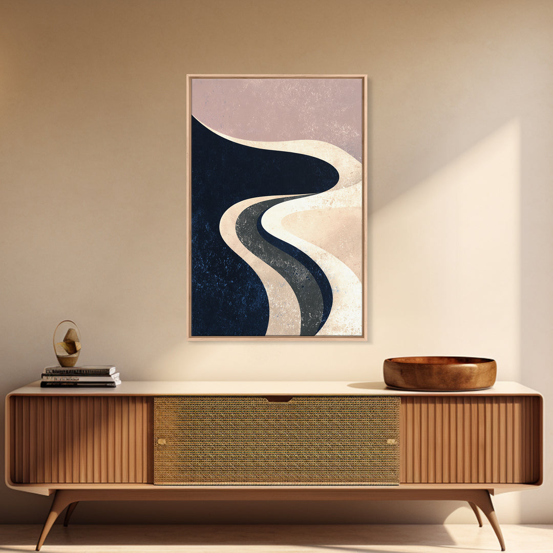 Minimal Abstract Wave Line Framed Canvas Print, Minimalist Art, Art Prints, Living Room Decor, Fine Art, Minimal, Printable Art, MIN-2x3-21
