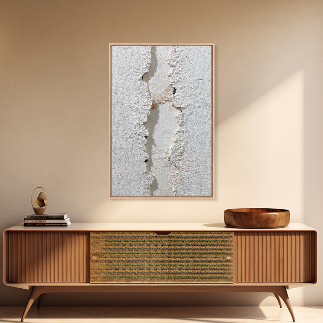 White on White Plaster Texture Study Framed Canvas Print, Minimalist Art, Modern Decor, Living Room Decor, Fine Art, Minimal, MIN-2x3-24