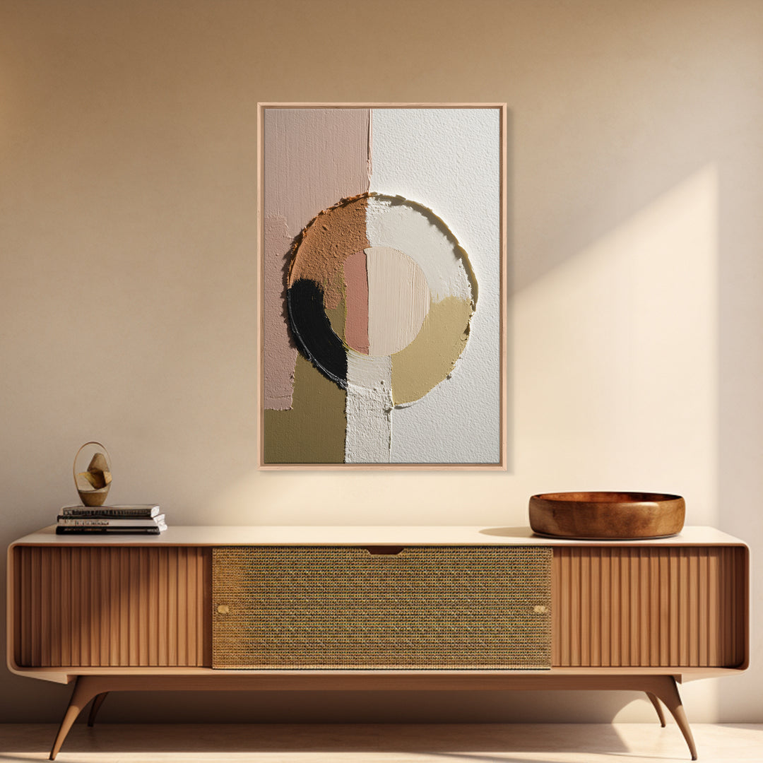 Single Brushstroke Circle Framed Canvas Print, Minimalist Art, Minimalist Decor, Living Room Decor, Fine Art, Minimal, MIN-2x3-30