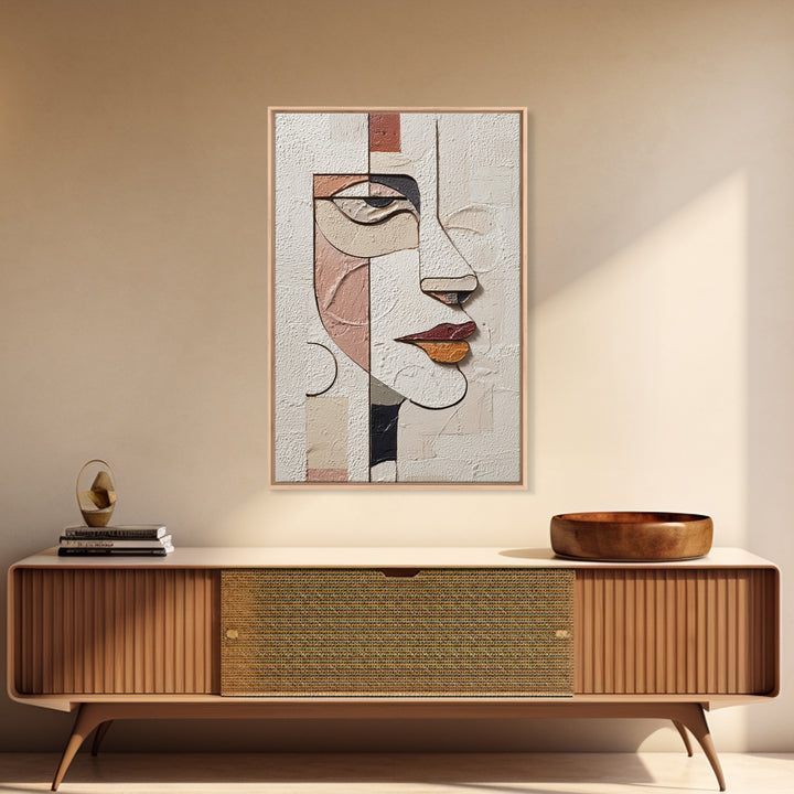 Single Continuous Line Female Face Framed Canvas Print, Minimalist Art, Digital Wall Art, Living Room Decor, Fine Art, Minimal, MIN-2x3-37