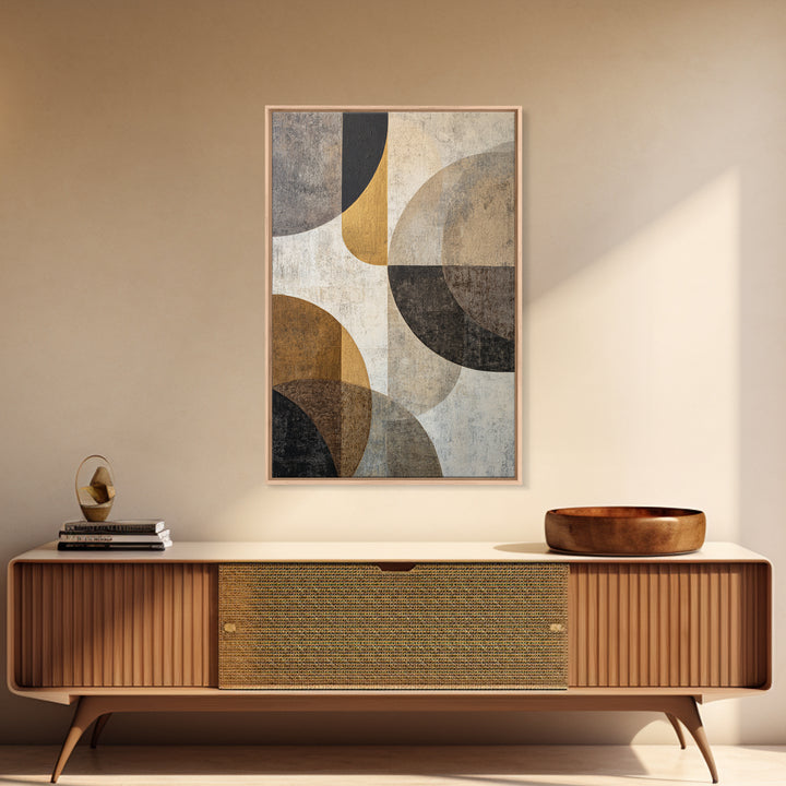 Single Gold Line Curve on Charcoal Canvas Print, Minimalist Art, Movie Poster, Living Room Decor, Abstract Art, Minimal, MIN-2x3-49