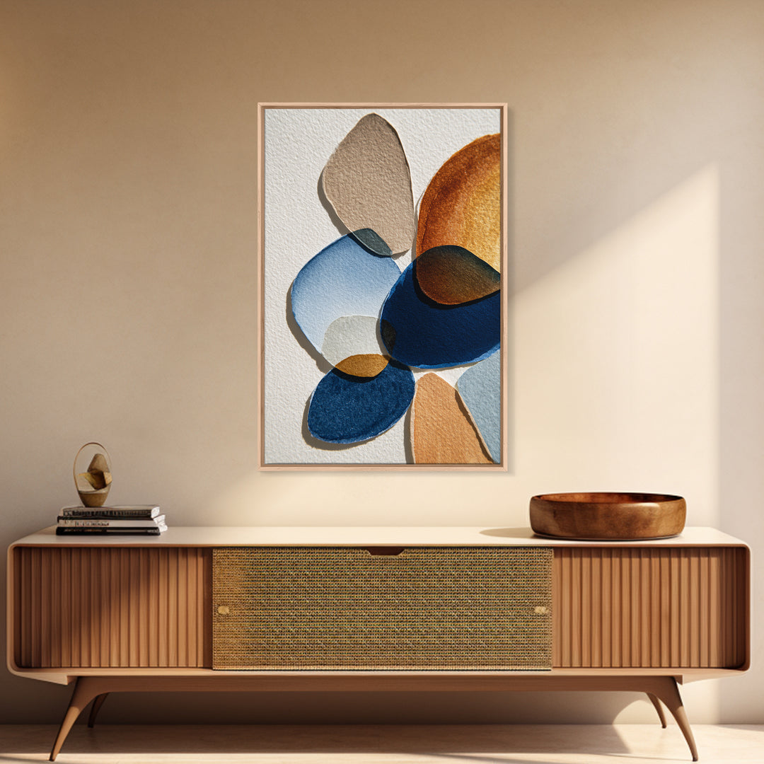 Two Overlapping Organic Shapes Framed Canvas Print, Minimalist Art, Art Prints, Living Room Decor, Fine Art, Minimal, MIN-2x3-51