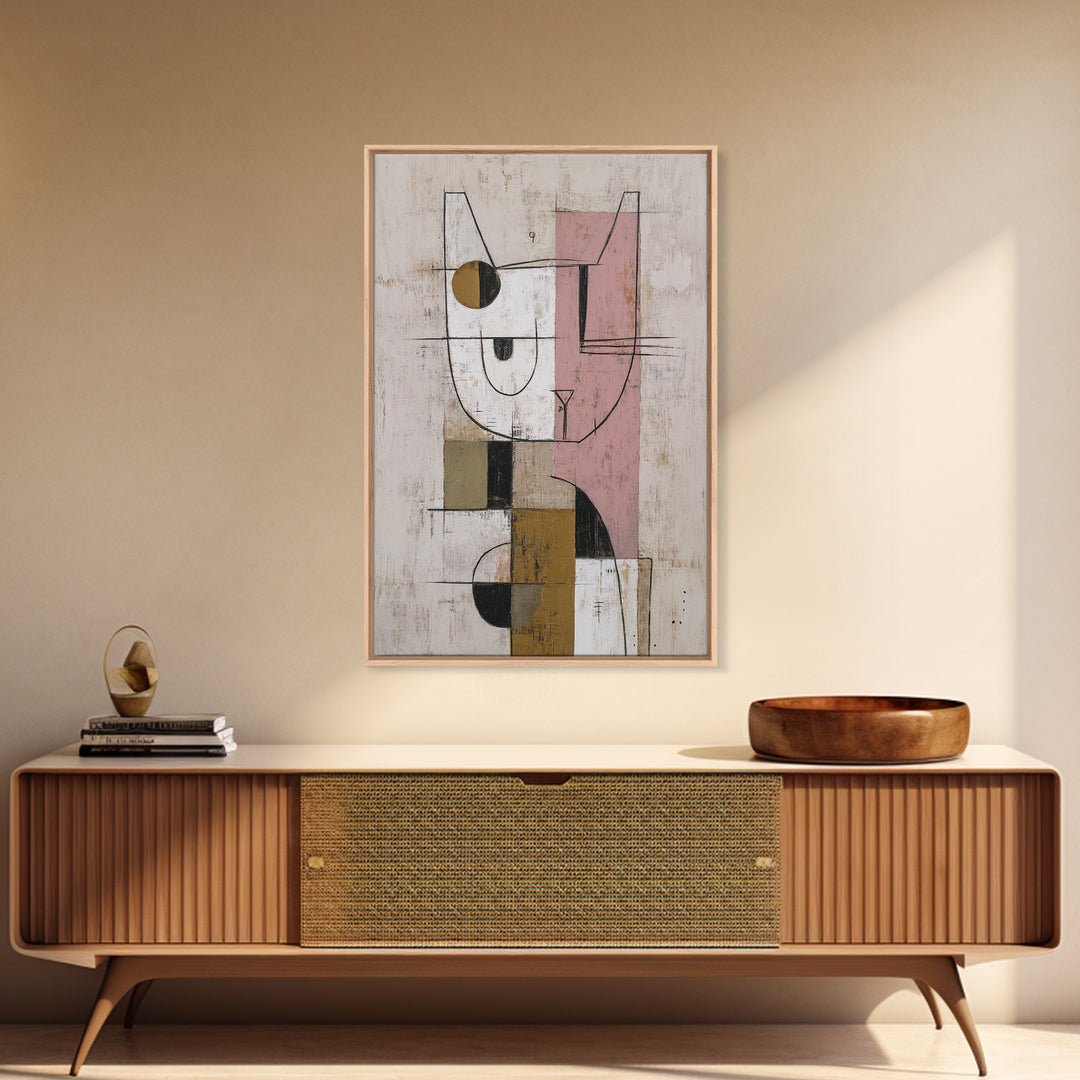 Minimal Cat Line Drawing Framed Canvas Print, Minimalist Art, Art Print, Living Room Decor, Minimal, Abstract Wall Art, MIN-2x3-55