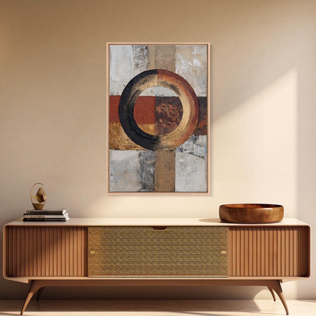 Single Brushstroke Circle Framed Canvas Print, Minimalist Art, Minimalist Decor, Living Room Decor, Fine Art, Minimal, MIN-2x3-6