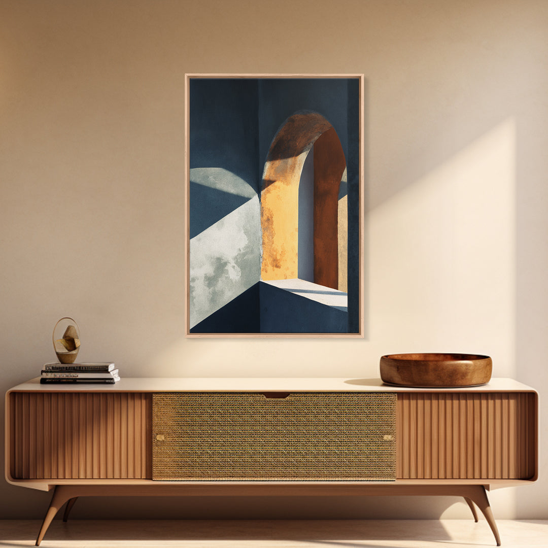 Monochrome Arch and Shadow Composition Framed Canvas Print, Minimalist Art, Minimalist, Living Room Decor, Fine Art, Minimal, MIN-2x3-64