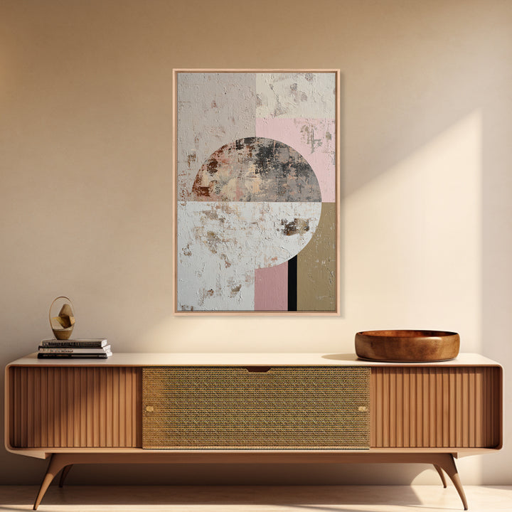 Minimal Moon over a Pale Ocean Canvas Print, Minimalist Art, Black Art, Living Room Decor, Oil Painting, Minimal, MIN-2x3-65