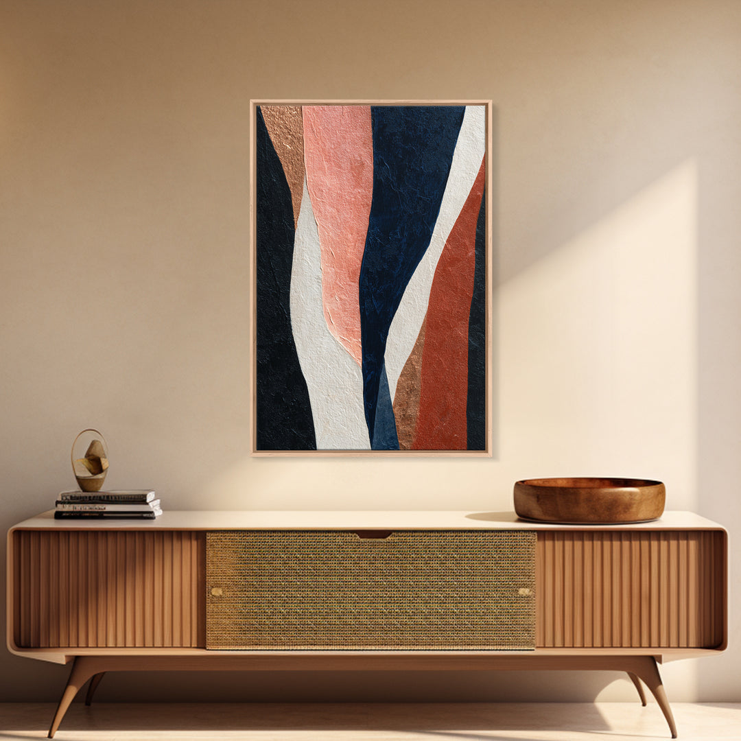Minimal Abstract Wave Line Framed Canvas Print, Minimalist Art, Digital Print, Living Room Decor, Abstract Art, Minimal, MIN-2x3-69