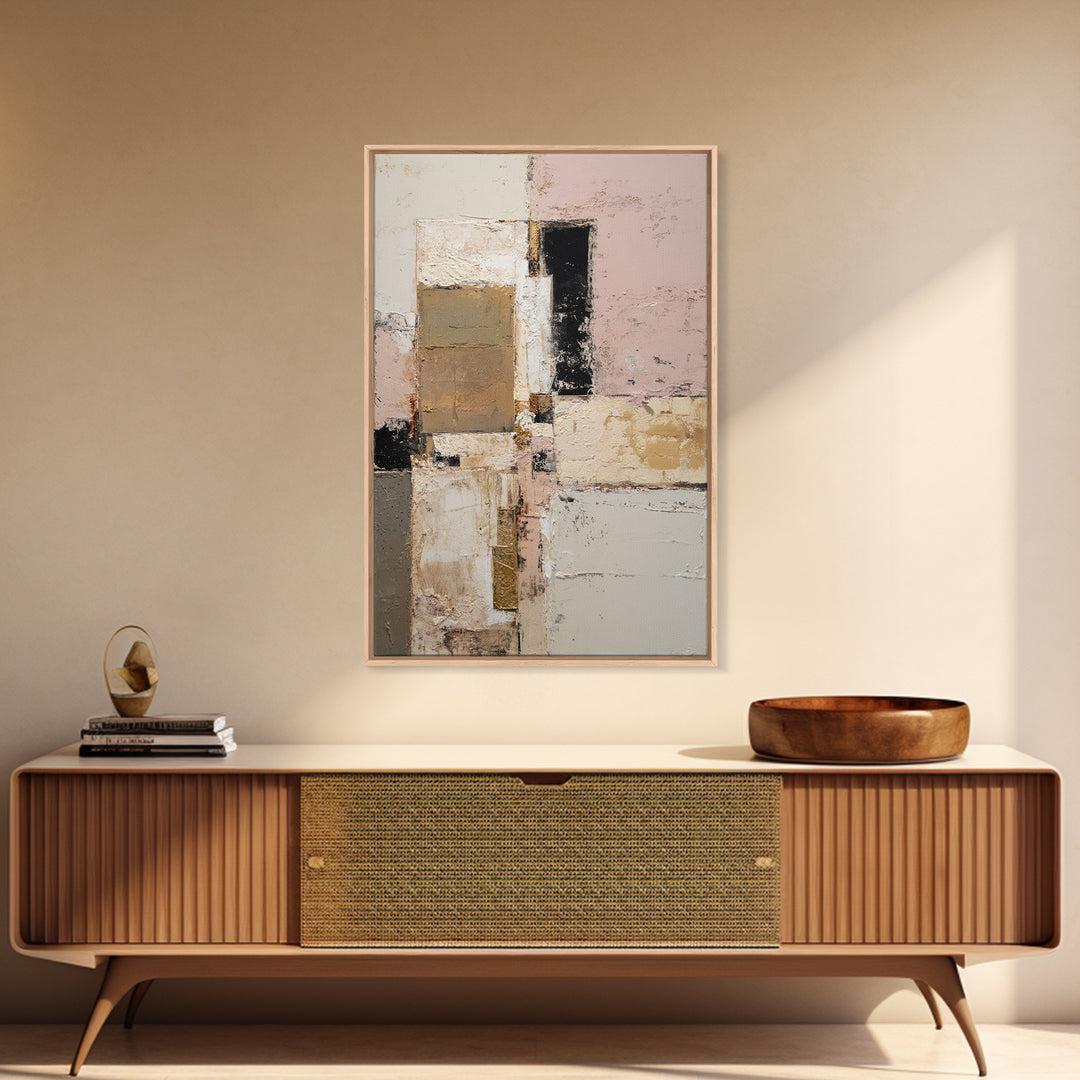 Calm Rectangle Composition Framed Canvas Print, Minimalist Art, Modern Art, Living Room Decor, Oil Painting, Minimal, MIN-2x3-8