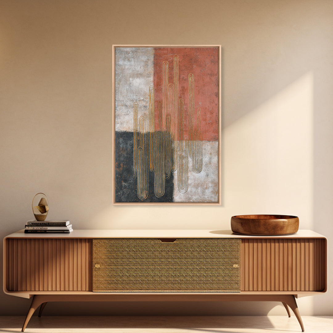 Single Gold Line Curve on Charcoal Framed Canvas Print, Minimalist Art, Printable Art, Living Room Decor, Abstract Art, Minimal, MIN-2x3-97